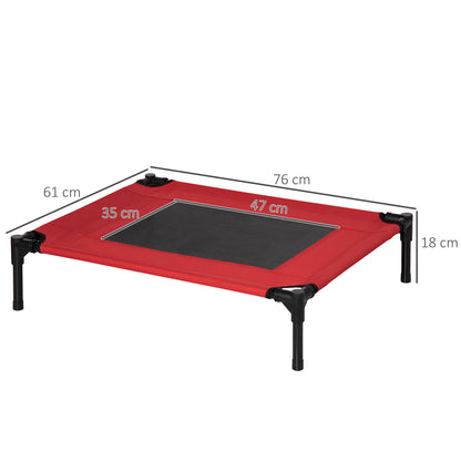 Pawhut Cama Elevada Perros Con Malla Transpirable Tela Oxford 76x61x18 Cm Rojo_2