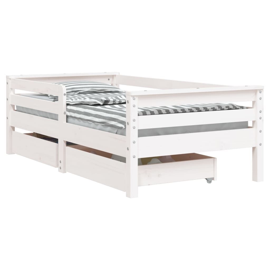 Vidaxl Estructura Cama Niños Con Cajones Madera Pino Blanco 70x140 Cm_0