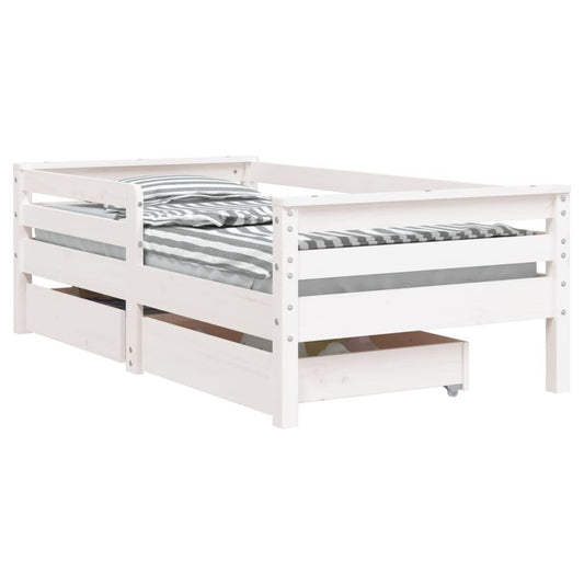 Vidaxl Estructura Cama Niños Con Cajones Madera Pino Blanco 70x140 Cm_0