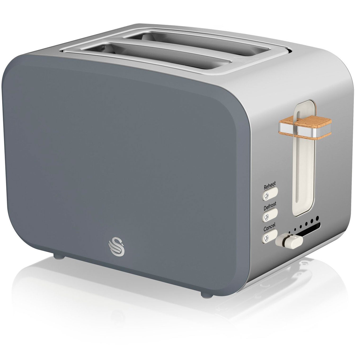 Swan Nordic Tostadora Pan Ranura Ancha 2 Rebanadas, 3 Funciones, 6 Niveles, Diseño Moderno, St14610gryneu, Gris 900w_0
