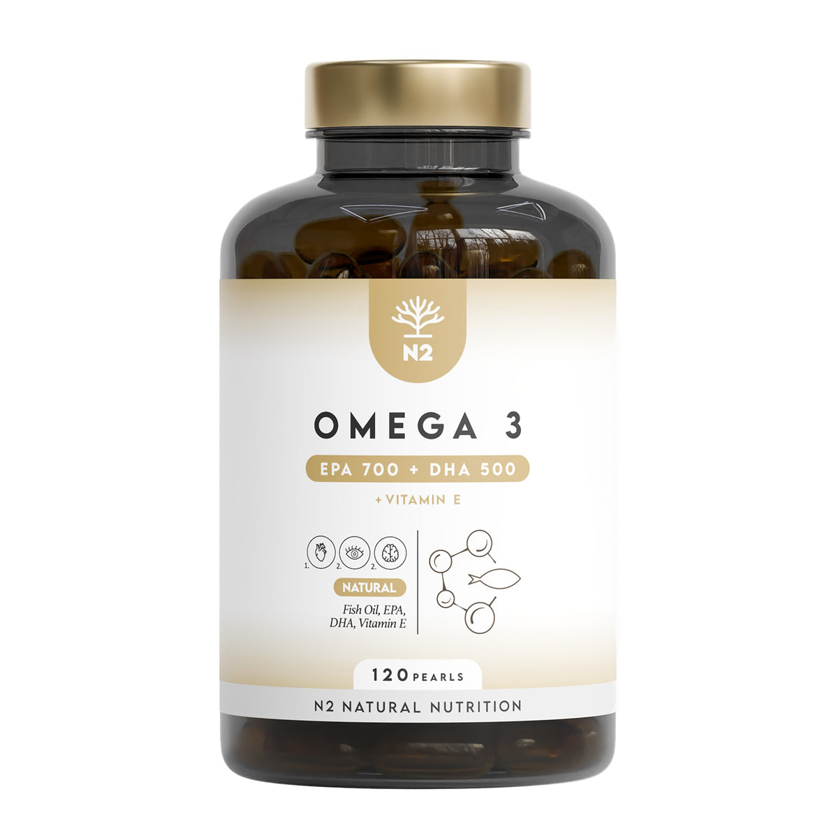 Omega 3 EPA+DHA 60 días Corazón N2 Natural Nutrition 120 cápsulas