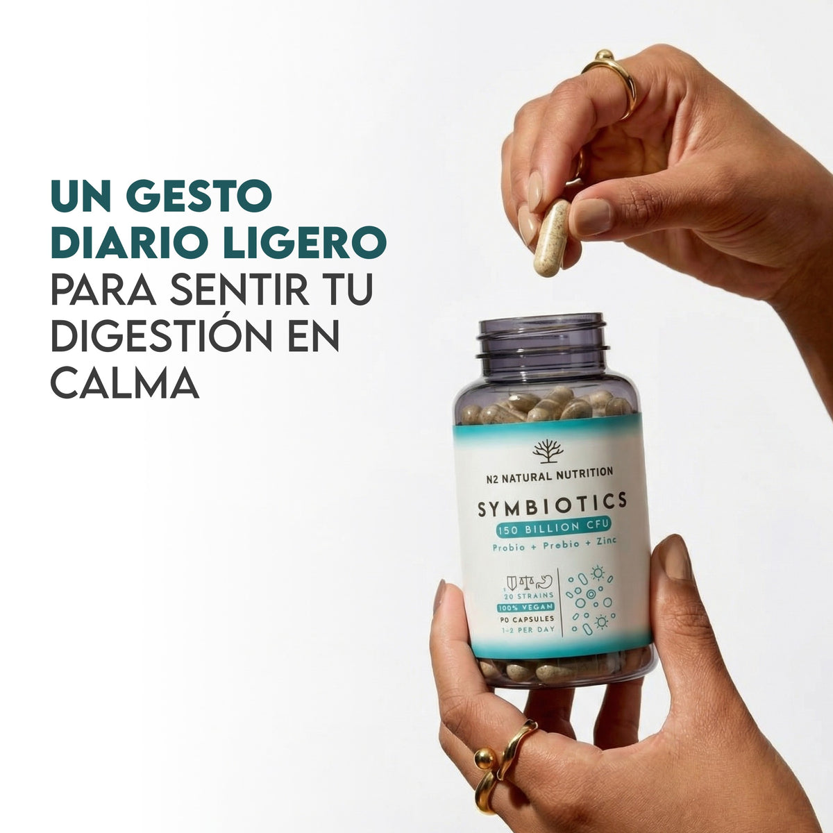 Probióticos + Prebióticos 45 días Microbiota N2 Natural Nutrition 90 cápsulas