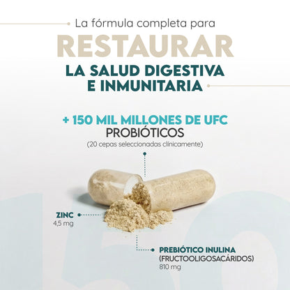 Probióticos + Prebióticos 45 días Microbiota N2 Natural Nutrition 90 cápsulas