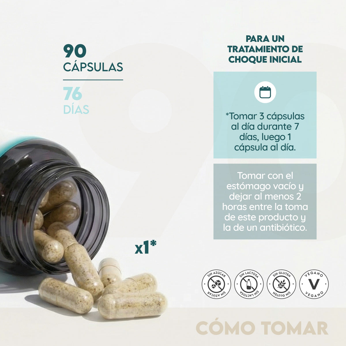 Probióticos + Prebióticos 45 días Microbiota N2 Natural Nutrition 90 cápsulas