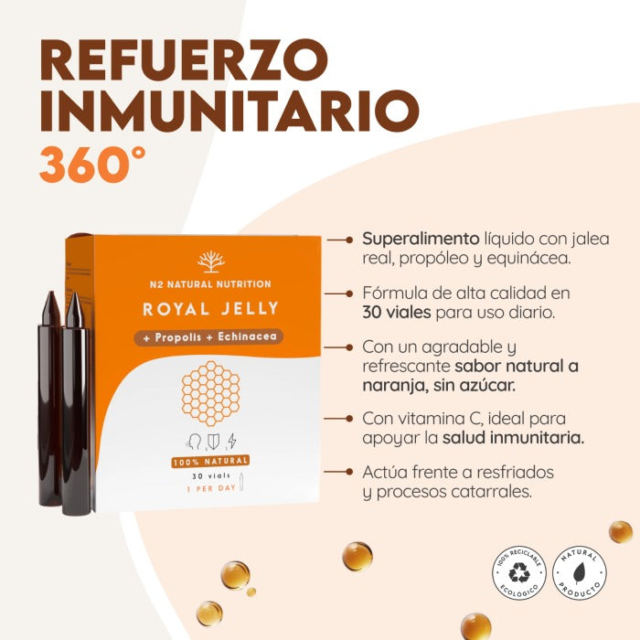 Jalea Real + Própolis + Equinácea 30 días Inmunidad N2 Natural Nutrition 30 viales