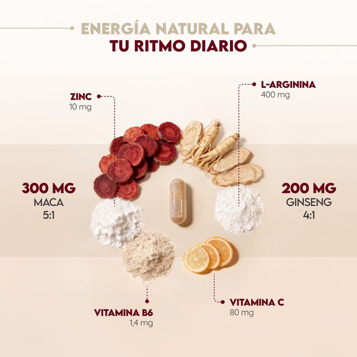 Maca + Ginseng 60 días Vitalidad N2 Natural Nutrition 120 cápsulas