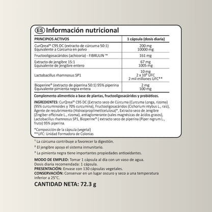 Curcumin Biotics + Piperina 130 días Antiinflamatorio N2 Natural Nutrition 130 cápsulas
