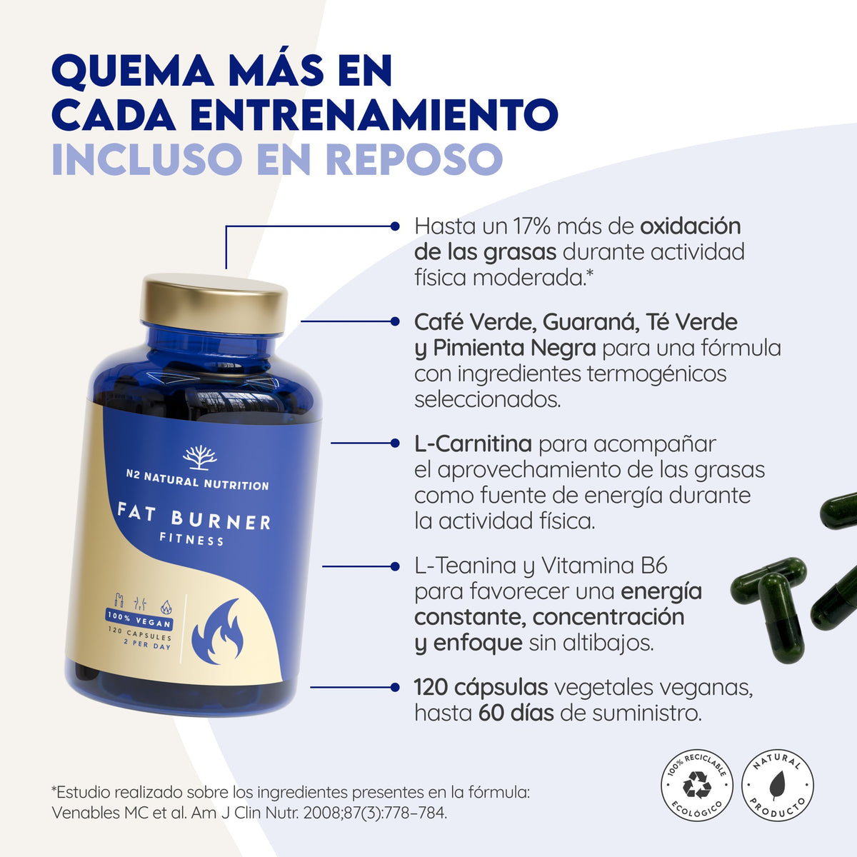Quemagrasas Fitness 60 días Adelgazamiento N2 Natural Nutrition 120 cápsulas