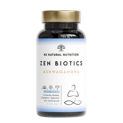 Zen Biotics Ashwagandha + Rhodiola 30 días Relajación N2 Natural Nutrition 60 cápsulas