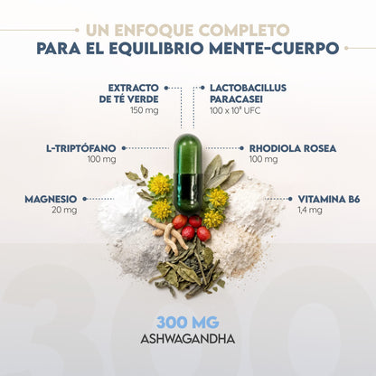 Zen Biotics Ashwagandha + Rhodiola 30 días Relajación N2 Natural Nutrition 60 cápsulas