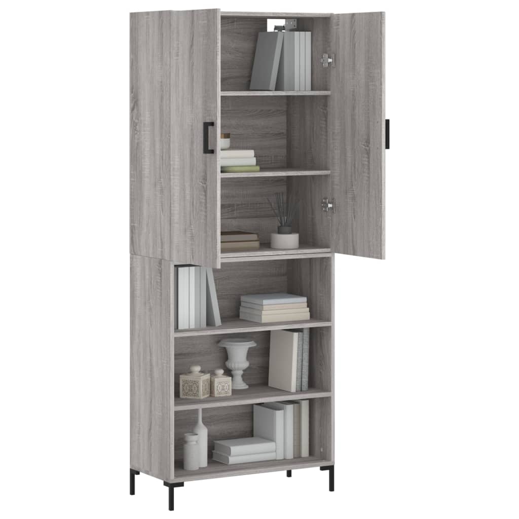Aparador Alto Madera Contrachapada Gris Sonoma 69,5x34x180 Cm_2