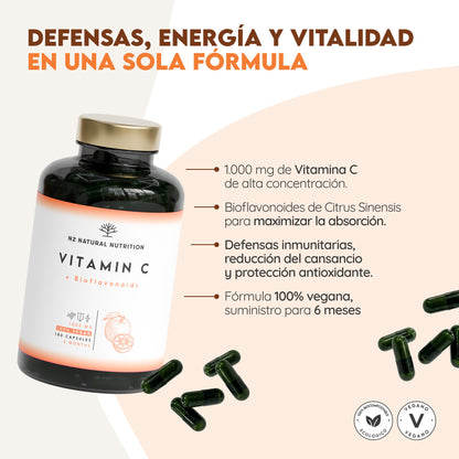 Vitamina C + Bioflavonoides 180 días Inmunidad N2 Natural Nutrition 180 cápsulas