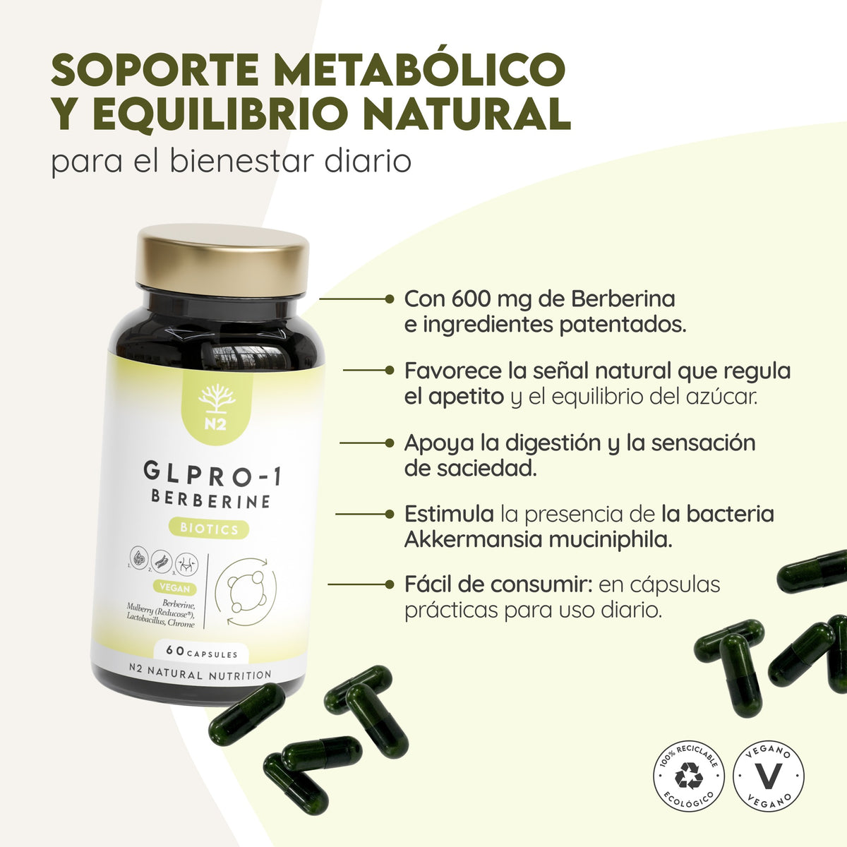 GLP-1 Booster Control Apetito 30 días Metabolismo N2 Natural Nutrition 60 cápsulas