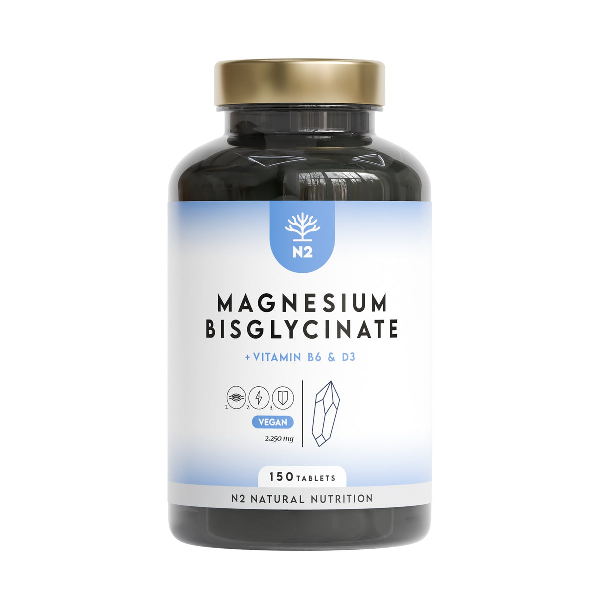 Magnesio Bisglicinato + Vit. D3 + B6 75 días Relajación N2 Natural Nutrition 150 comprimidos
