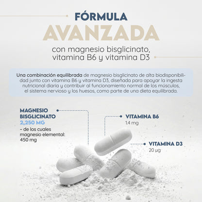 Magnesio Bisglicinato + Vit. D3 + B6 75 días Relajación N2 Natural Nutrition 150 comprimidos