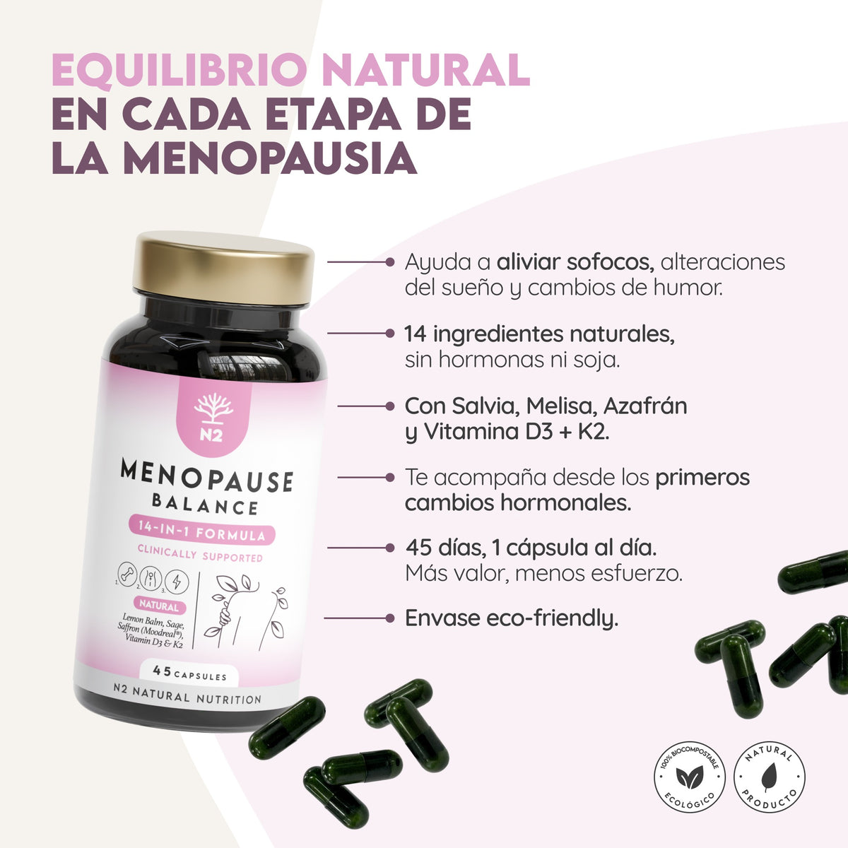 Menopausa Balance 30 días Hormonal N2 Natural Nutrition 45 cápsulas