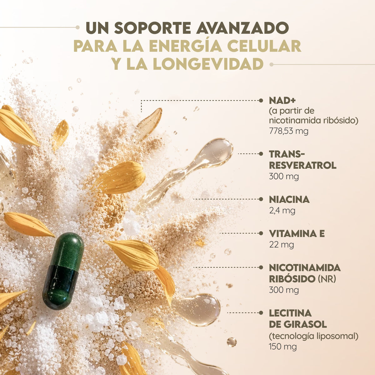 NAD+ Liposomal Antienvejecimiento 30 días Vitalidad N2 Natural Nutrition 60 cápsulas