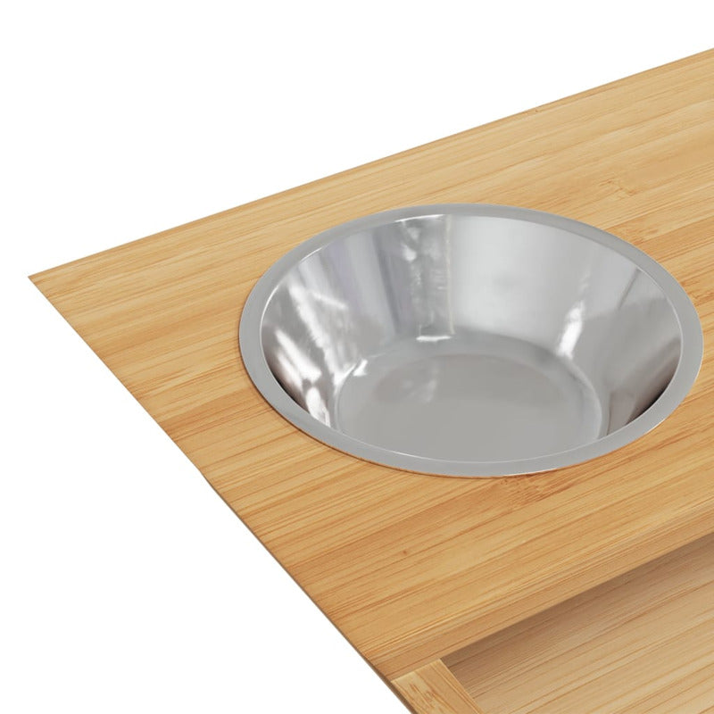 Vidaxl Comederos Altos Para Perros Bambú 35,5x18x10,5 Cm_5