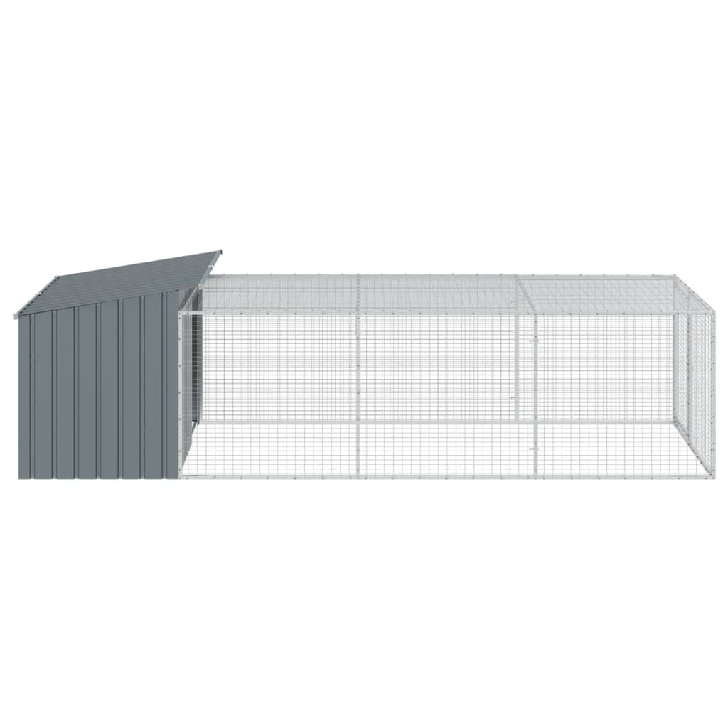 Caseta Para Perro Con Corral Antracita 153x396x110 Cm Acero Galvanizado_5