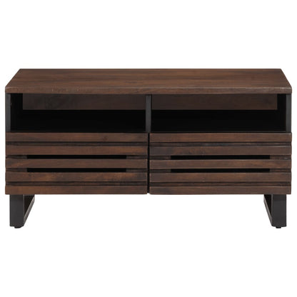 Mesa De Centro Madera Maciza Mango Marrón 80x55x40 Cm_0