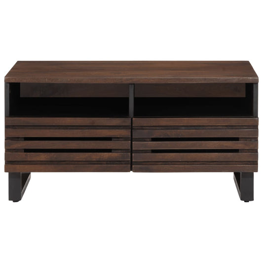 Mesa De Centro Madera Maciza Mango Marrón 80x55x40 Cm_0