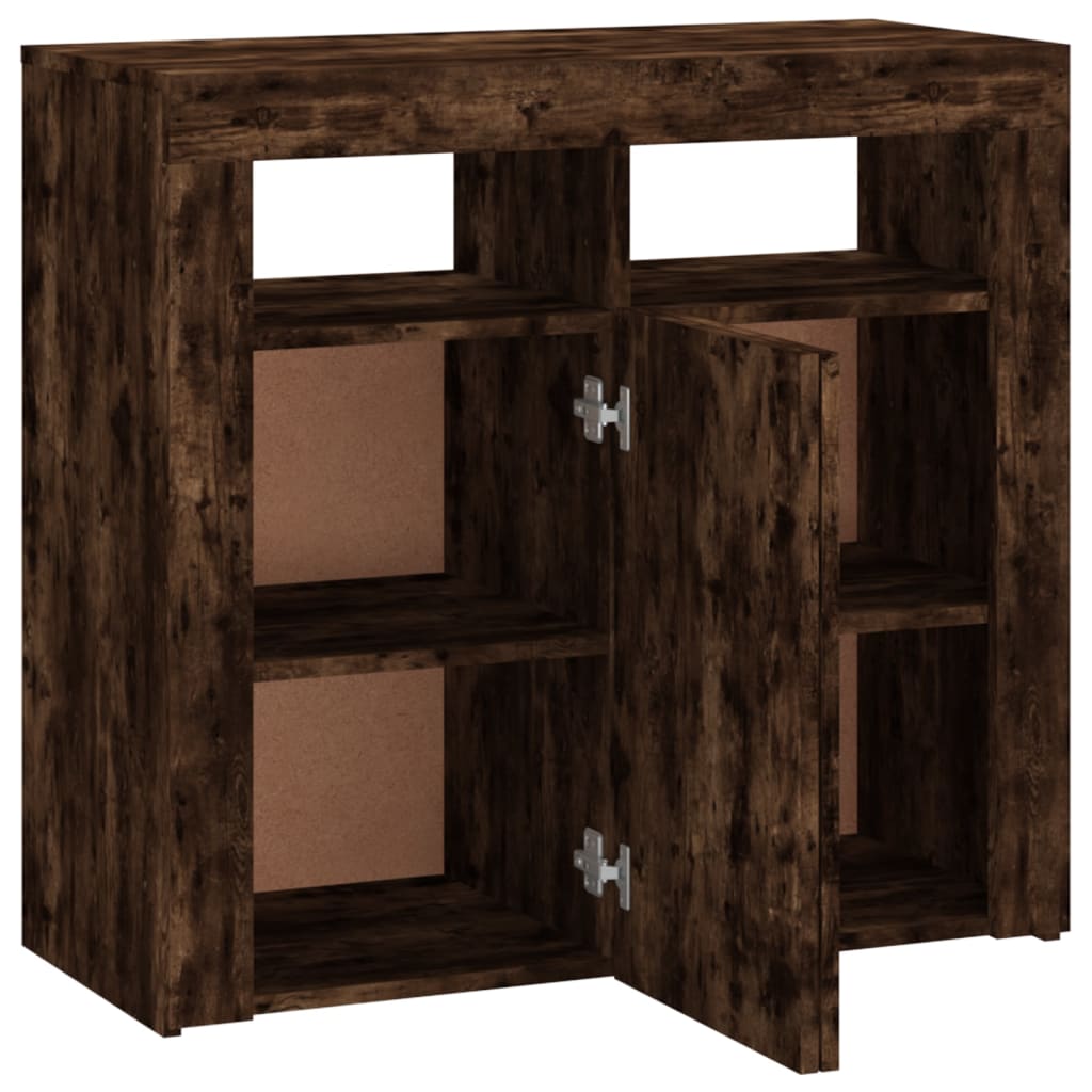 Aparador Con Luces Led Roble Ahumado 80x35x75 Cm / Vetonek_3