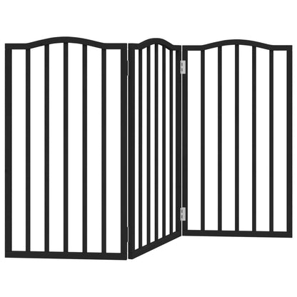 Vidaxl Puerta Para Perros Plegable 3 Paneles Madera Álamo Negra 150 Cm_0
