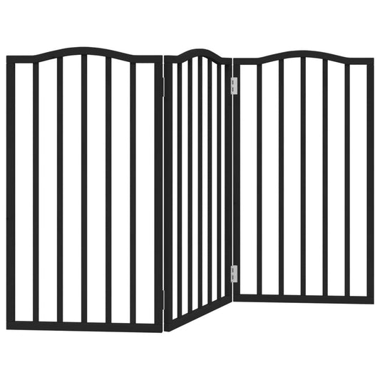 Vidaxl Puerta Para Perros Plegable 3 Paneles Madera Álamo Negra 150 Cm_0