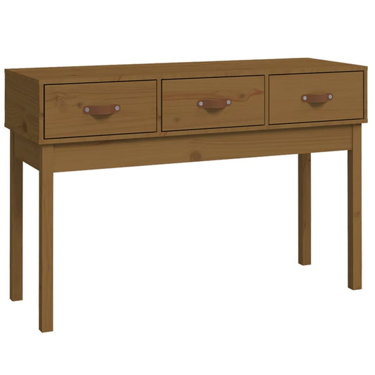 Mesa Consola De Madera Maciza De Pino Marrón Miel 114x40x75 Cm_0