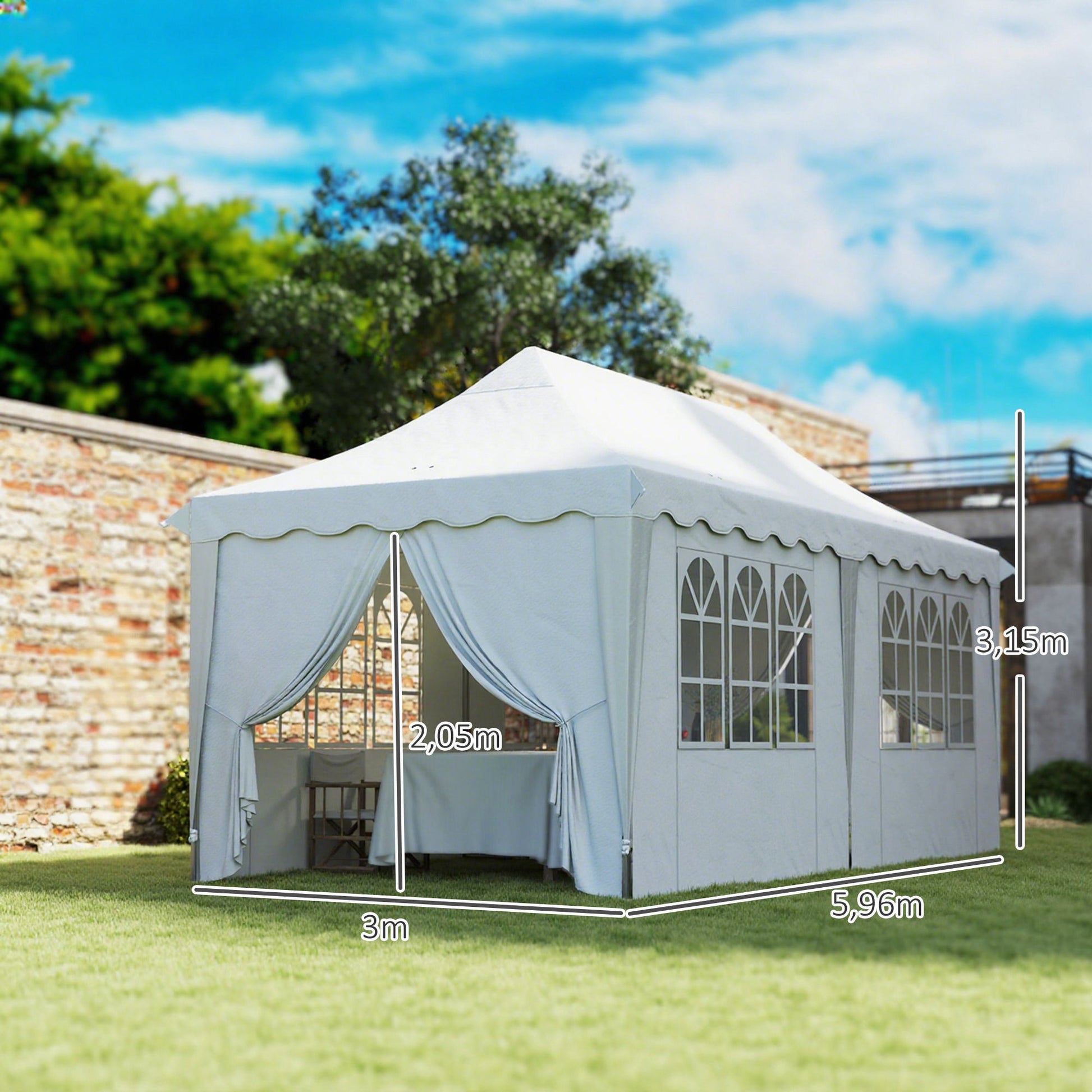 Outsunny Carpa Plegable Pop-up 6x3 M Anti-uv Con 6 Paredes Laterales Blanco_2