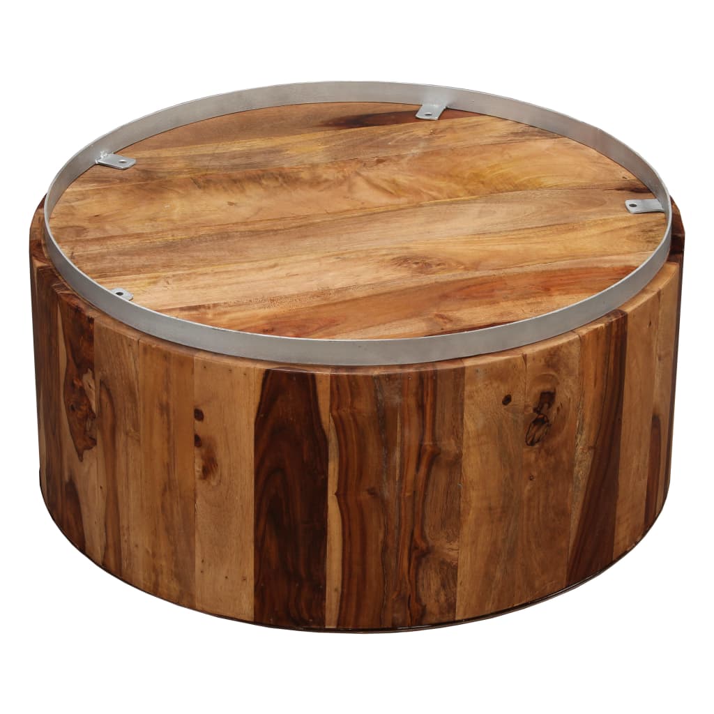 Mesa De Centro De Madera Maciza De Sheesham Y Acero 68 Cm_2