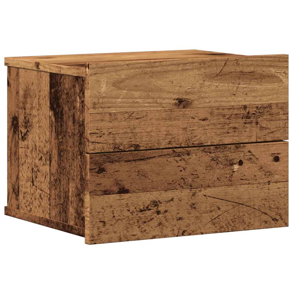 Mesita De Noche De Pared Madera Envejecida 40x32x30 Cm_0