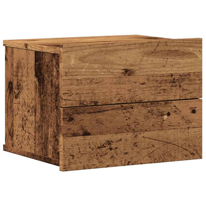 Mesita De Noche De Pared Madera Envejecida 40x32x30 Cm_0