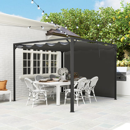 Outsunny Pérgola De Jardín 3x3 M Con Techo Retráctil Y Lateral Enrollable Gris_3