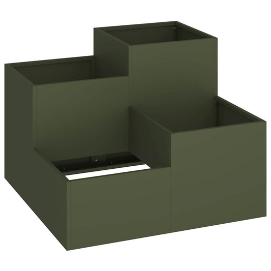 Maceta Para Jardín Verde Oliva 80 X 80 X 60 Cm Acero_0