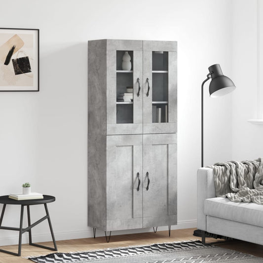 Aparador Alto Madera Contrachapada Gris Hormigón 69,5x34x180 Cm_0