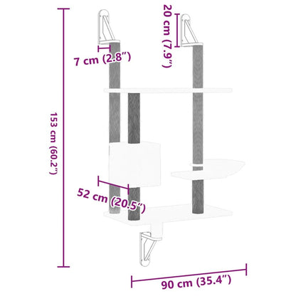 Vidaxl Árbol Rascador Para Gatos De Pared Gris Oscuro 153 Cm_2