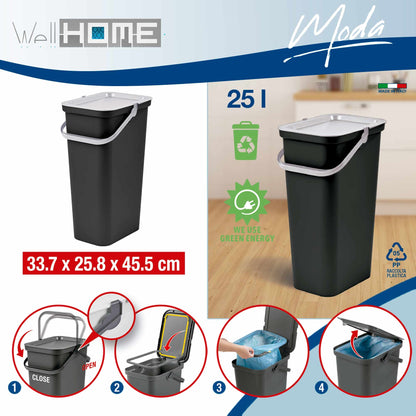 Set De 2 Papeleras moda 25l Con Asa Blanco Y Negro_1
