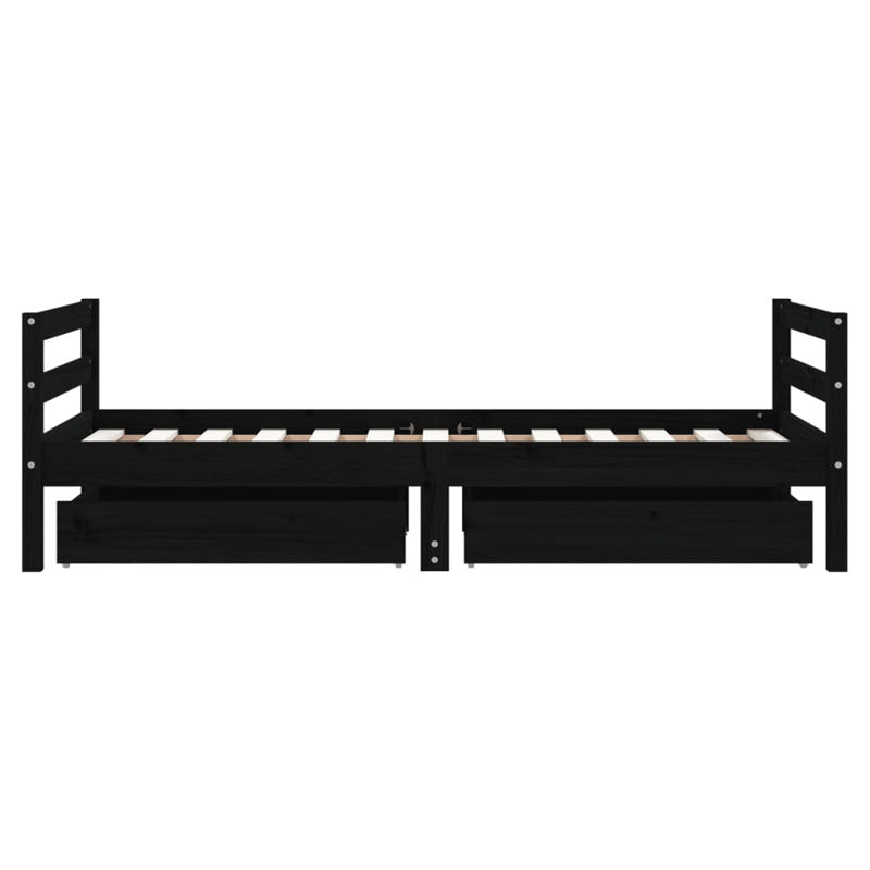 Vidaxl Estructura Cama Infantil Y Cajones Madera Pino Negro 80x160 Cm_5