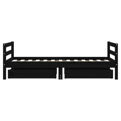 Vidaxl Estructura Cama Infantil Y Cajones Madera Pino Negro 80x160 Cm_5