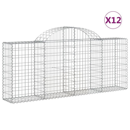 Cestas De Gaviones 12 Uds Forma De Arco Hierro 200x30x80/100 Cm_0