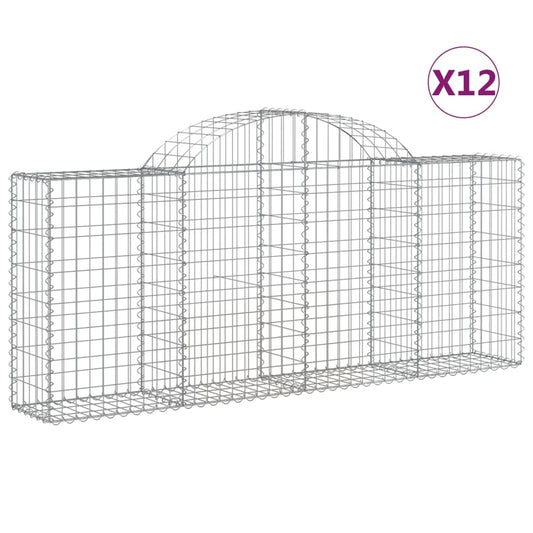 Cestas De Gaviones 12 Uds Forma De Arco Hierro 200x30x80/100 Cm_0