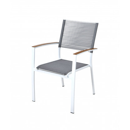 Magnolia Conjunto De Comedor De Exterior 6 Sillones + 1 Mesa De Cristal, Acero Y Texaline_2