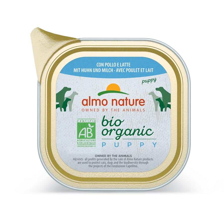 9ux300gr Tarrina De Paté Almo Para Perro Puppy Biorganic De Carne_0