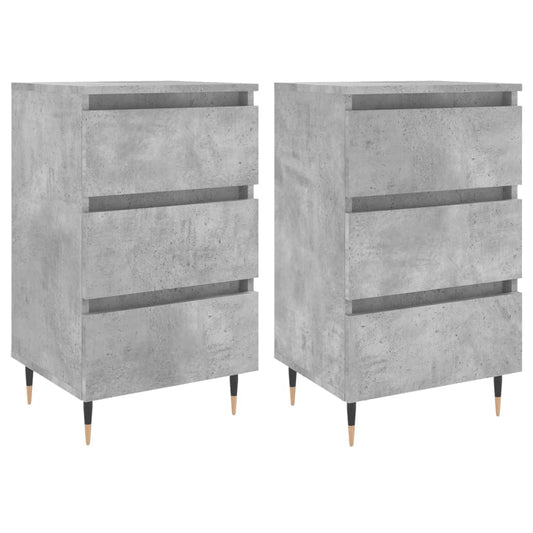 Mesitas Noche 2 Uds Madera Ingeniería Gris Hormigón 40x35x69 Cm_0