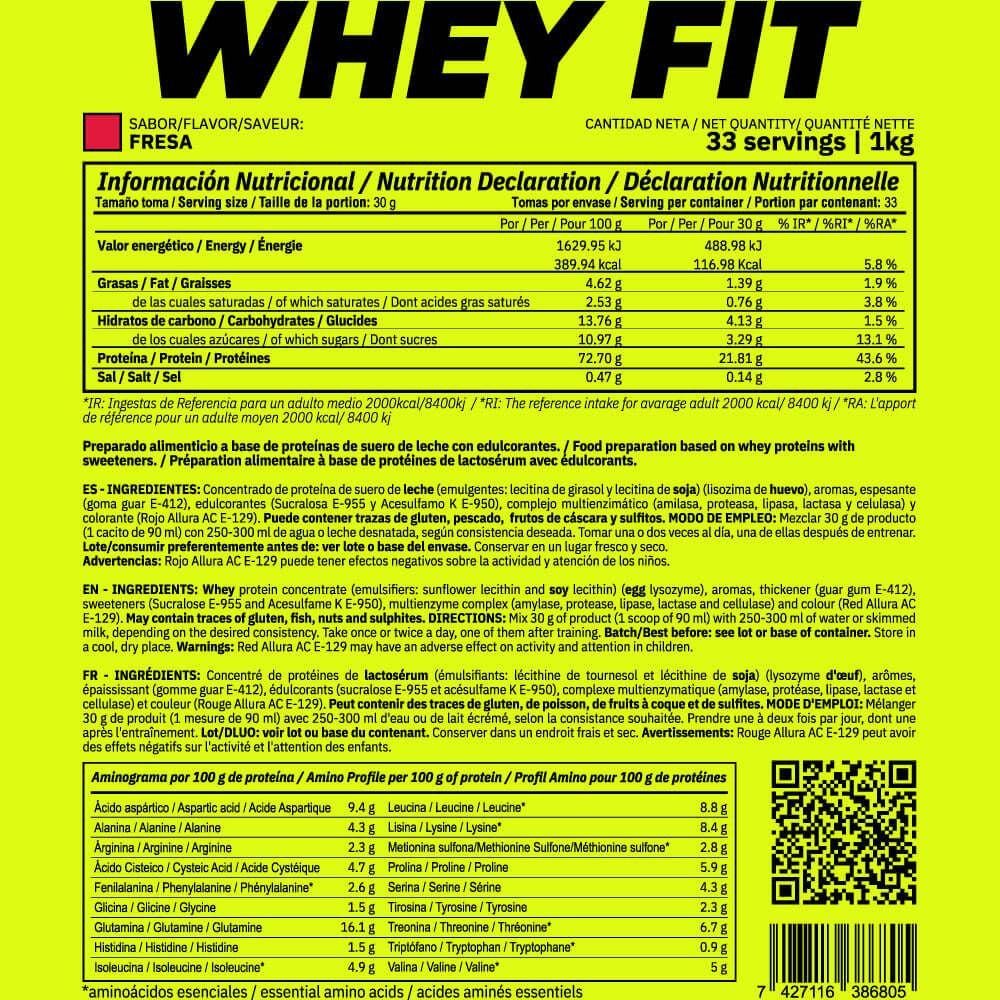 Whey Fit - 1kg - Fresa - Aumenta La Masa Muscular - Masmusculo_4