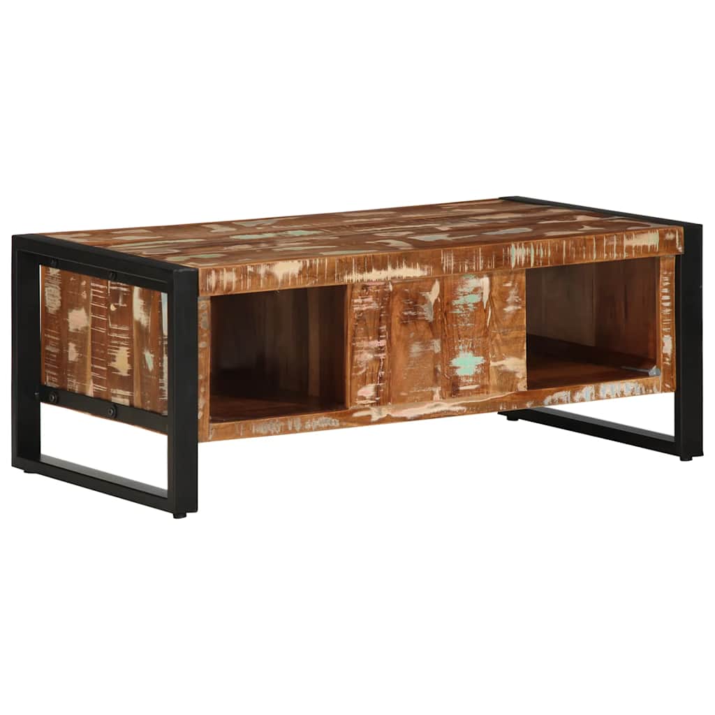 Mesa De Centro Multicolor 90x50x36 Cm Madera Maciza Reciclada_3