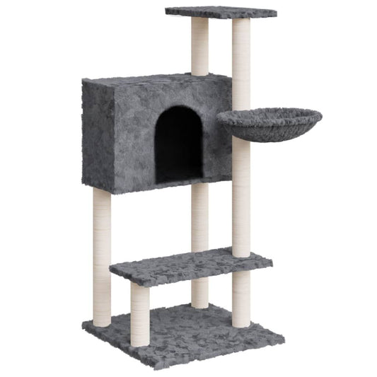 Vidaxl Rascador Para Gatos Con Postes De Sisal Gris Oscuro 108,5 Cm_0