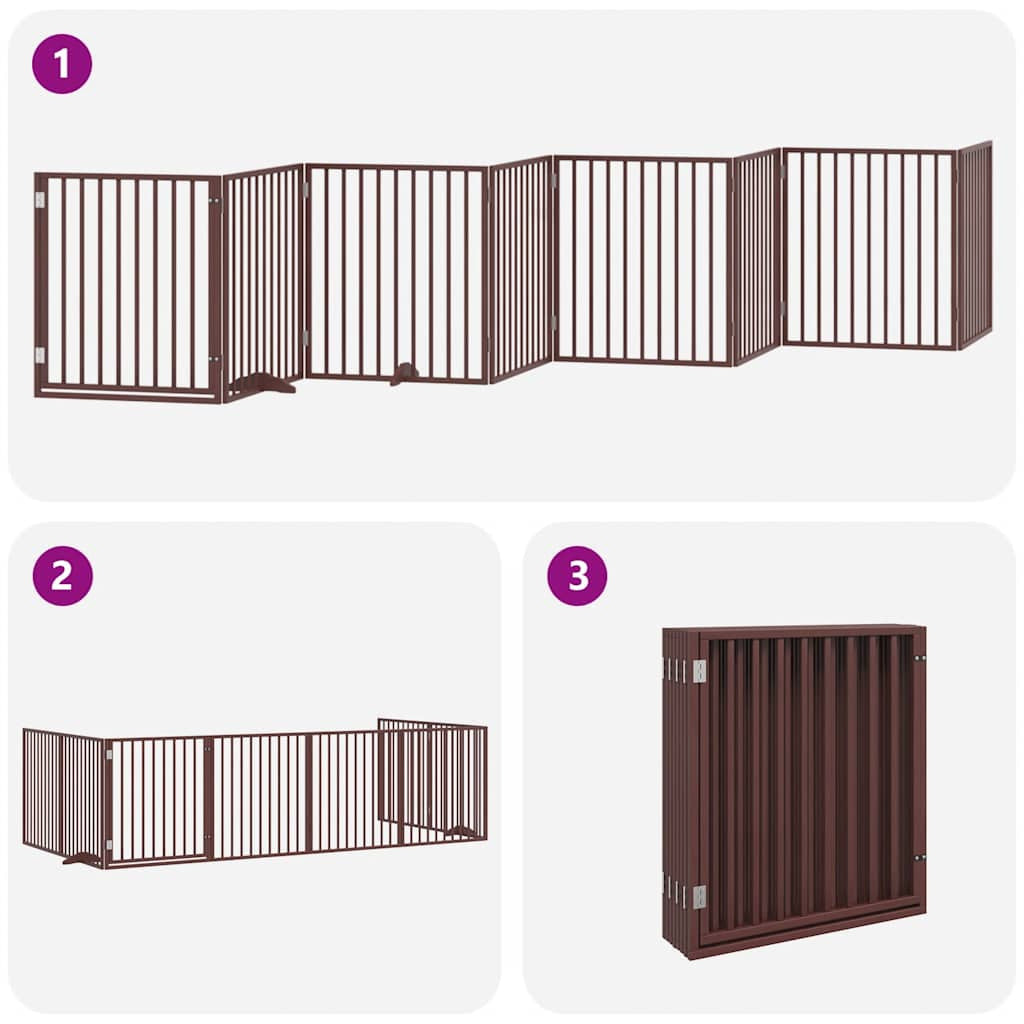 Vidaxl Puerta De Perros Plegable 8 Paneles Madera Álamo Marrón 640 Cm_3