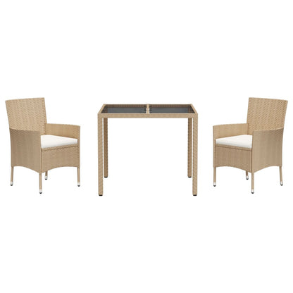 Vidaxl Set Comedor De Jardín 3 Pzas Con Cojines Ratán Sintético Beige_0
